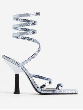 H&M Silver Metallic Spiral Wrap Heels